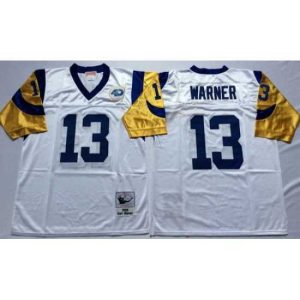 Outstanding Mitchell And Ness Rams #13 kurt warner white Throwback Stitched NFL Jersey