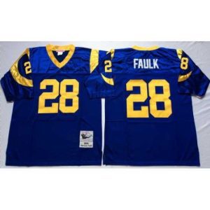 Outstanding Mitchell And Ness Rams #28 marshall faulk Blue Throwback Stitched NFL Jersey