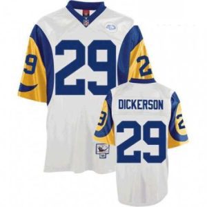 Exquisite Mitchell and Ness Los Angeles Rams 29 Eric Dickerson Authentic White Throwback NFL Jersey