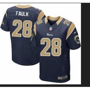Exquisite NFL St Louis Rams 28 Marshall Faulk DK Blue Elite Jersey