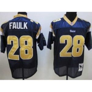 Exquisite NFL St.Louis Rams 28 Marshall Faulk DK Blue Jerseys throwback