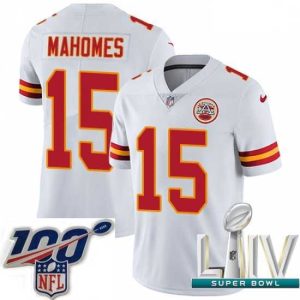 Exquisite Nike Kansas City Chiefs #15 Patrick Mahomes White 2020 Super Bowl LIV Stitched NFL Vapor Untouchable Limited Jersey