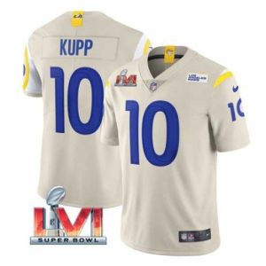 Exquisite Nike Los Angeles Rams 10 Cooper Kupp Bone 2022 Super Bowl LVI Vapor Limited Jersey