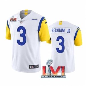Superior Nike Los Angeles Rams 3 Odell Beckham Jr. White 2022 Super Bowl LVI Vapor Limited Jersey