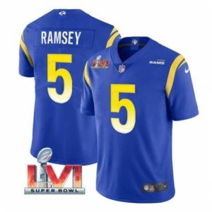 Exceptional Nike Los Angeles Rams 5 Jalen Ramsey Royal 2022 Super Bowl LVI Vapor Limited Jersey