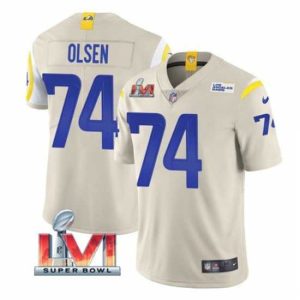 Exceptional Nike Los Angeles Rams 74 Merlin Olsen Bone 2022 Super Bowl LVI Vapor Limited Jersey