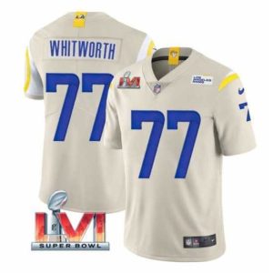 Exquisite Nike Los Angeles Rams 77 Andrew Whitworth Bone 2022 Super Bowl LVI Vapor Limited Jersey