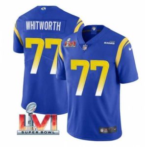 Superior Nike Los Angeles Rams 77 Andrew Whitworth Royal 2022 Super Bowl LVI Vapor Limited Jersey