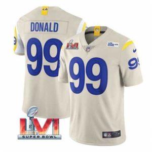 Finest Nike Los Angeles Rams 99 Aaron Donald Bone 2022 Super Bowl LVI Vapor Limited Jersey
