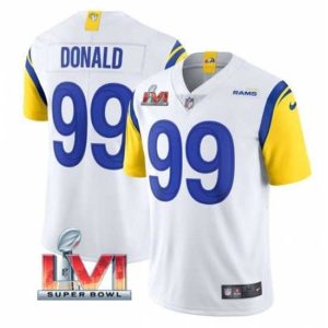 Exceptional Nike Los Angeles Rams 99 Aaron Donald White 2022 Super Bowl LVI Vapor Limited Jersey