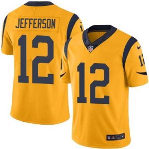 Superb Nike Rams 12 Van Jefferson Gold Stitched NFL Limited Rush Jersey