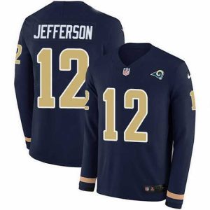 Superior Nike Rams 12 Van Jefferson Navy Blue Team Color Stitched NFL Limited Therma Long Sleeve Jersey
