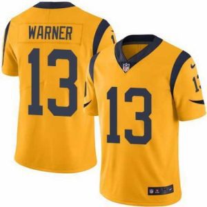 Superb Nike Rams #13 Kurt Warner Gold Mens Stitched NFL Limited Rush Jersey