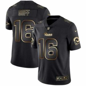 Gorgeous Nike Rams 16 Jared Goff Black Gold Vapor Untouchable Limited Jersey