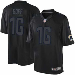 High quality Nike Rams #16 Jared Goff Black Mens Stitched NFL Impact Limited Jersey