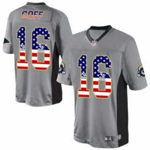 High quality Nike Rams #16 Jared Goff Grey Mens Stitched NFL Elite USA Flag Fashion Jersey