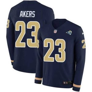 Exquisite Nike Rams 23 Cam Akers Navy Blue Team Color Stitched NFL Limited Therma Long Sleeve Jersey