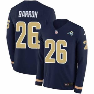 High quality Nike Rams 26 Mark Barron Navy Blue Team Color s Stitched NFL Limited Therma Long Sleeve Jersey