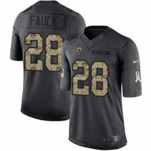 High quality Nike Rams #28 Marshall Faulk Black Mens Stitched NFL Limited 2016 Salute to Service Jersey