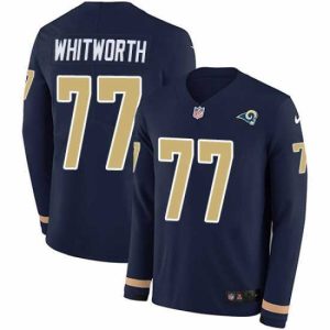 High quality Nike Rams 77 Andrew Whitworth Navy Blue Team Color s Stitched NFL Limited Therma Long Sleeve Jersey