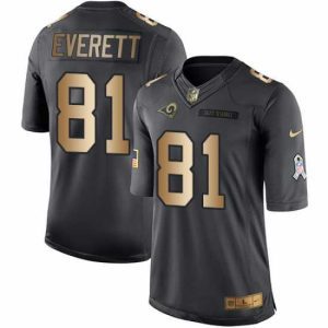 Marvelous Nike Rams #81 Gerald Everett Black Mens Stitched NFL Limited Gold Salute To Service Jersey
