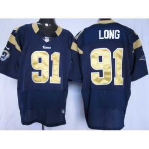 Outstanding Nike St. Louis Rams 91 Chris Long Blue Elite NFL Jersey