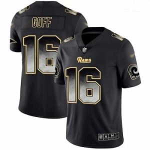 Gorgeous Rams 16 Jared Goff Black Stitched Football Vapor Untouchable Limited Smoke Fashion Jersey
