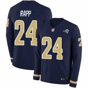 Exceptional Rams 24 Taylor Rapp Navy Blue Team Color Stitched Football Limited Therma Long Sleeve Jersey