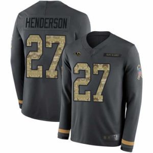 Superior Rams 27 Darrell Henderson Anthracite Salute to Service Stitched Football Limited Therma Long Sleeve Jersey