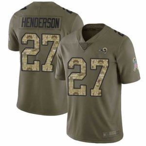 Premium Rams 27 Darrell Henderson Olive Camo Stitched Football Limited 2017 Salute To Service Jersey