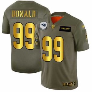 Finest Rams 99 Aaron Donald Camo Gold Stitched Football Limited 2019 Salute To Service Jersey