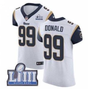 Gorgeous Rams 99 Donald white jersey stitched Super Bowl Patch