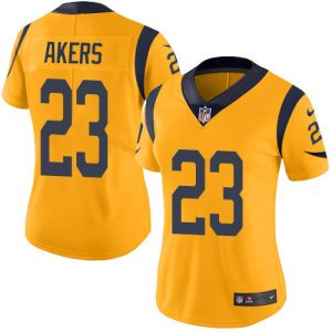 Premium Rams #23 Cam Akers Gold Women's Stitched NFL Limited Rush Jersey