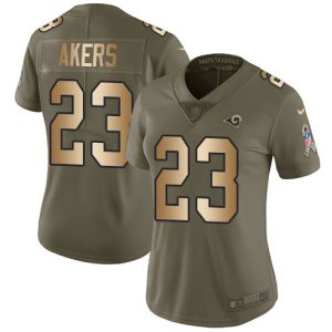 Superior Rams #23 Cam Akers Olive/Gold Women's Stitched NFL Limited 2017 Salute To Service Jersey