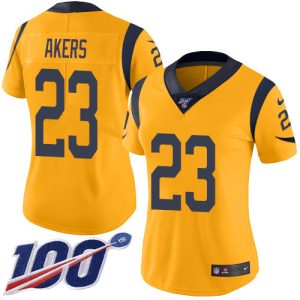 Marvelous Rams #23 Cam Akers Gold Women's Stitched NFL Limited Rush 100th Season Jersey