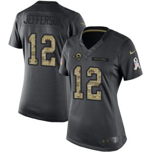 Finest Rams #12 Van Jefferson Black Women's Stitched NFL Limited 2016 Salute to Service Jersey