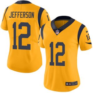 Superior Rams #12 Van Jefferson Gold Women's Stitched NFL Limited Rush Jersey
