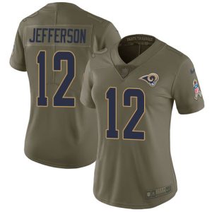 Finest Rams #12 Van Jefferson Olive Women's Stitched NFL Limited 2017 Salute To Service Jersey