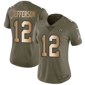 Superior Rams #12 Van Jefferson Olive/Gold Women's Stitched NFL Limited 2017 Salute To Service Jersey