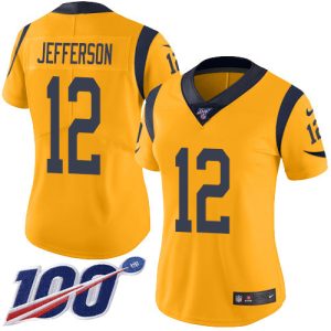 Superb Rams #12 Van Jefferson Gold Women's Stitched NFL Limited Rush 100th Season Jersey