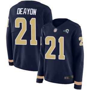 Superior Rams #21 Donte Deayon Navy Blue Team Color Women's Stitched NFL Limited Therma Long Sleeve Jersey