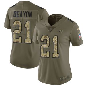 Premium Rams #21 Donte Deayon Olive/Camo Women's Stitched NFL Limited 2017 Salute To Service Jersey