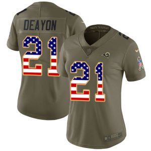 Outstanding Rams #21 Donte Deayon Olive/USA Flag Women's Stitched NFL Limited 2017 Salute To Service Jersey