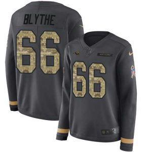 Exceptional Rams #66 Austin Blythe Anthracite Salute to Service Women's Stitched NFL Limited Therma Long Sleeve Jersey