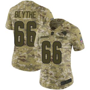 Finest Rams #66 Austin Blythe Camo Women's Stitched NFL Limited 2018 Salute To Service Jersey