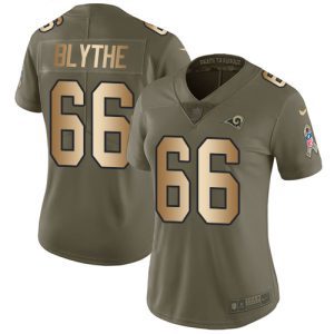 Superb Rams #66 Austin Blythe Olive/Gold Women's Stitched NFL Limited 2017 Salute To Service Jersey