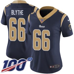 Superior Rams #66 Austin Blythe Navy Blue Team Color Women's Stitched NFL 100th Season Vapor Untouchable Limited Jersey