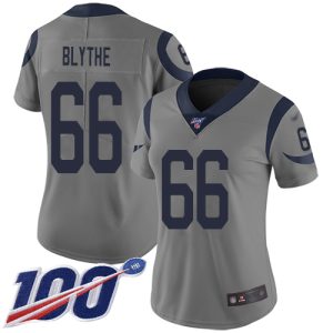 Exquisite Rams #66 Austin Blythe Gray Women's Stitched NFL Limited Inverted Legend 100th Season Jersey