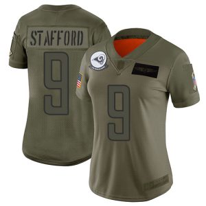 Superb Los Angeles Rams #9 Matthew Stafford Camo Women's Stitched NFL Limited 2019 Salute to Service Jersey