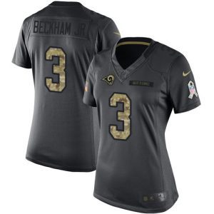 Superior Rams #3 Odell Beckham Jr. Black Women's Stitched NFL Limited 2016 Salute to Service Jersey